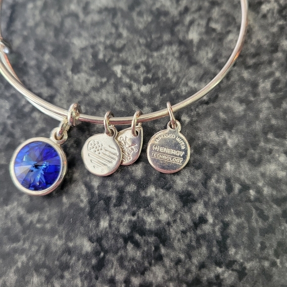 Alex And Ani Charm Bracelet Sapphire CZ Fashion Septemeber Birthstone Preowned - Picture 2 of 6